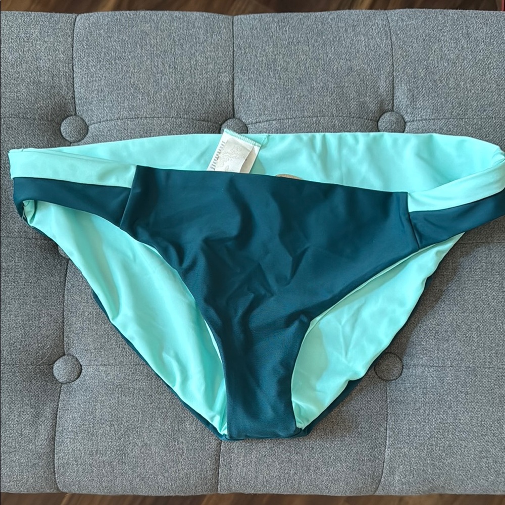 Prana Teal and Light Blue revisable Women's Swim Bottom